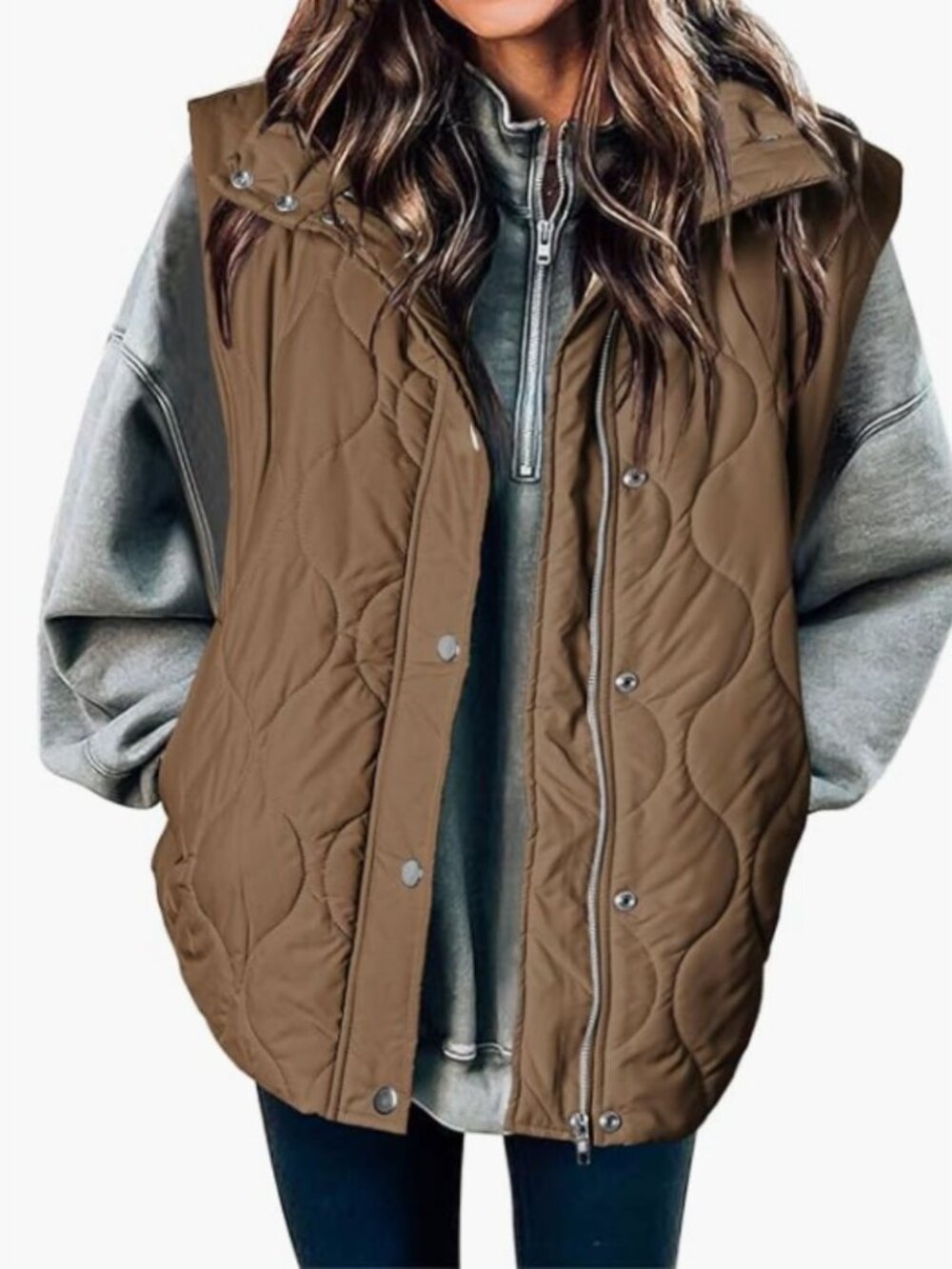 Lightweight Quilted Sleeveless Brown Puffer Vest